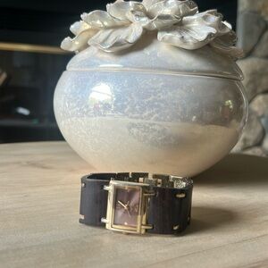 Vintage Relic Quartz Watch W/ Fragmented Wood Wrist Band